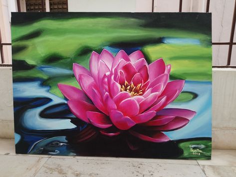 Lotus Flower Painting Acrylics, Lotus Painting Acrylic, Lotus Acrylic Painting, Vastu Painting, Realistic Acrylic Painting, Lotus Flower Painting, Canvas Art Painting Acrylic, Lotus Painting, Flower Art Drawing