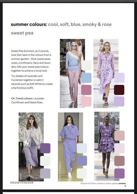 Sweet Pea Summer Color Palette Outfits, Sweet Pea Summer Color Palette, Cool Summer Wardrobe, Color Analysis Summer, Light Summer Color Palette, 2024 Clothes, Colour Season, Soft Summer Palette, Color Seasons