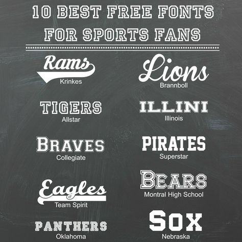 Check out the 10 Best Free Fonts for Sports Fans rounded up from the web! Perfect for fall sports and back to school time! Free Sport Fonts For Cricut, Canva Fonts Sports, Free Sports Fonts For Cricut, Sports Fonts For Cricut, Sport Fonts Free, Varsity Font Free, Sport Font Design, Sporty Fonts, Baseball Fonts Free