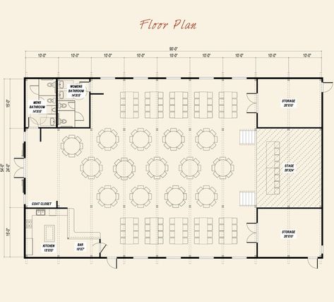 Pre-designed Event Center Ponderosa Country Barn Main Floor Plan Layout Small Event Space Design Ideas, Wedding Venue Bathroom Ideas, Wedding Venue Building Plans, Multipurpose Hall Plan Layout, Small Event Space Design, Wedding Floor Plan, Event Space Design, Event Venue Design, Restaurant Floor Plan