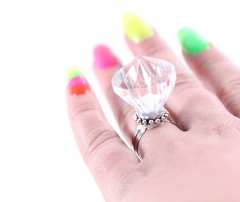 Plastic Wedding Rings, Ugly Engagement Rings, Fake Wedding Rings, Used Engagement Rings, Fake Engagement Rings, Tea Bridal Shower, Center Stone Engagement Ring, Retro Engagement Rings, Fake Diamond