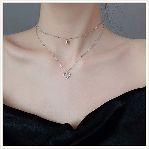 Discover designer jewelry on Amazon, crafted to perfection just for you! Heart Choker Necklace, Charm Choker Necklace, Sterling Silver Choker, Layered Choker Necklace, Heart Shaped Necklace, Heart Choker, Silver Choker, Cute Necklace, Girly Jewelry