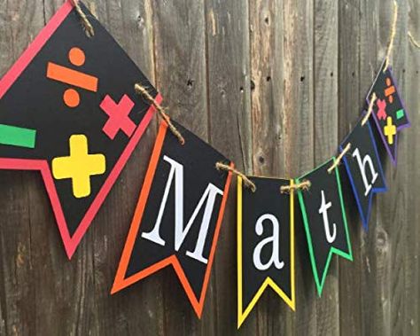 Maths Decorations Classroom, Math Party, Math Decorations, Math Classroom Decor, Teacher Classroom Sign, Maths Display, Maths Day, Math Night, Math Classroom Decorations