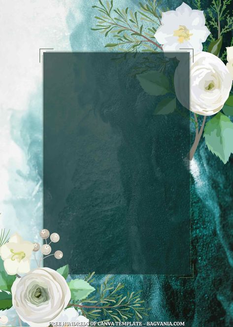 Get 18+ Winter Floral Green Canva Wedding Invitation Templates  #free #freeinvitation2019 #birthday #disney #invitations #invitationtemplates Wedding Ring Background, Blank Wedding Invitation Templates, Blank Wedding Invitations, Free Invitation Cards, Blue Green Wedding, Green Invitations, Wedding Card Frames, Card Frame, Canva Wedding