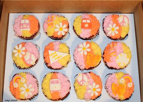 Groovy One Cupcake Ideas, Five Is A Vibe Birthday Cupcakes, Groovy Pull Apart Cupcakes, 2 Groovy Cupcakes, Retro Cupcake Ideas, Two Groovy Birthday Cupcakes, Five Is A Vibe Cupcakes, 5 Is A Vibe Cupcakes, Two Groovy Cupcake Ideas