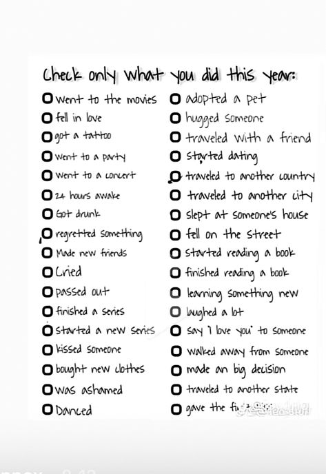 Things I Did This Year Checklist, Year Checklist, Bored List, Year Goals, Clever Captions, Clever Captions For Instagram, New Year Goals, New O, Quotes Pictures