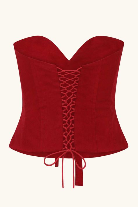 Mademoiselle Corset Scarlet – Idáh Fancy Fits, Corset Pattern, Girl Fashion Style, Red Corset, Earthy Outfits, Fancy Tops, Future Clothes, Estilo Chic, Feminine Dress