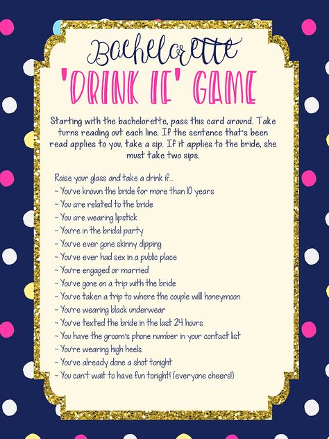 Bachelorette Party Checklist, Bachelorette Drinking Games, Bachelorette Game, Bachelorette Drink, Bach Bash, Drink If, Hen Party Games, Bachelorette Ideas, Bachelorette Party Planning