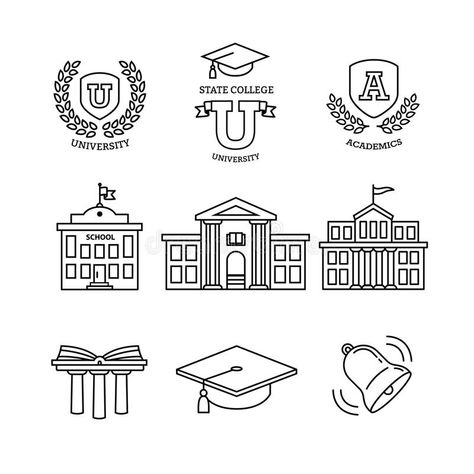 Mortar board, education, school and university royalty free illustration University Tattoo, University Sketch, University Drawing, University Icon, University Illustration, Line Art Icons, Black Symbols, Mortar Board, Avenger Artwork