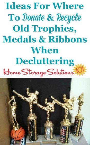 Organizing Keepsakes, Environmental Club, Declutter 365, Trophy Ideas, Old Trophies, Trophy Display, Kids Organization, Sports Trophies, Clutter Control