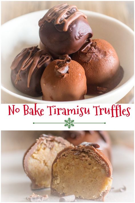 No Bake Truffles Christmas, Baked Gifts Ideas, Tiramisu Balls, Truffles Easy No Bake, Tiramisu Truffles, Truffles No Bake, No Bake Tiramisu, No Bake Truffles, Italian Desserts Traditional