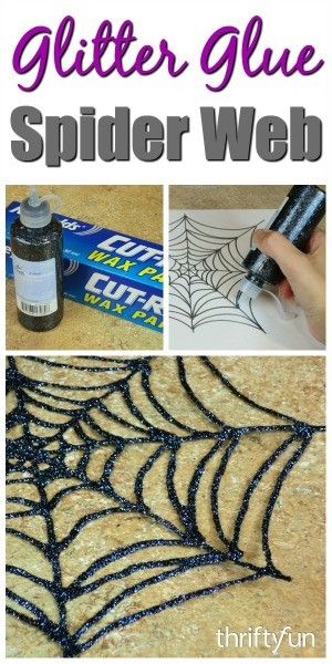 This is a guide about making a glitter glue spiderweb. A bottle of glitter glue and waxed paper are all you need for this simple Halloween craft. Glitter Glue Crafts, Glue Art, T Craft, Easy Halloween Crafts, Sand Crafts, Glitter Decor, Glitter Crafts, Glitter Art, Glitter Glue