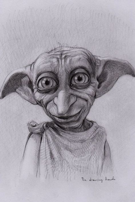 Elf Drawing, Fanart Harry Potter, Dobby Harry, Harry Potter Sketch, Harry Potter Art Drawings, Dobby Harry Potter, Desen Realist, Výtvarné Reference, Harry Potter Pin