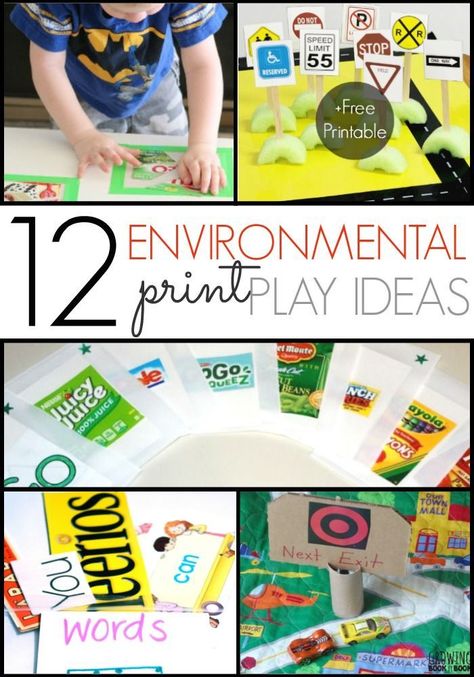 Ideas for Using Environmental Print to develop emergent literacy skills in your preschool, pre-k, or kindergarten kids. Perfect for at home or in the classroom. - Pre-K Pages Environmental Print Activities, Prek Literacy, Literacy Activities Preschool, Emergent Literacy, Print Awareness, Pre K Pages, Environmental Print, Preschool Language, Early Reading Skills