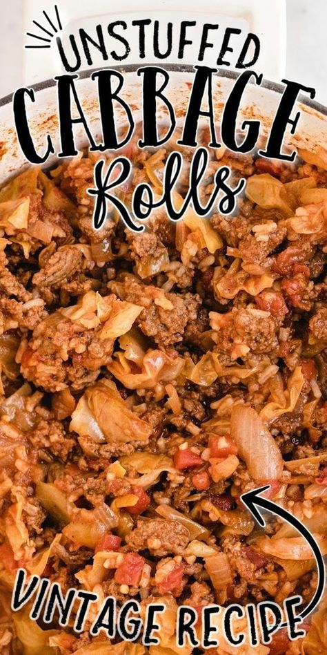 Unstuffed Cabbage Rolls Cabbage Unstuffed Rolls, Unstuffed Cabbage Roll Casserole, Lazy Cabbage Rolls, Creamed Cabbage, Unstuffed Cabbage Rolls, Hotdish Recipes, Cabbage Roll Casserole, Hamburger Dishes, Beef Recipes For Dinner Easy