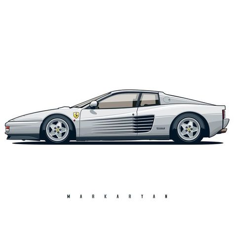 Олег Маркарьян on Instagram: "I thought for a long time what color to choose - white or red. I could not decide which color Ferrari Testarossa looks better. Therefore, I drew two options (scroll to the right). What color do you like best? Order an illustration of your car! Write to me in Direct Message or email. #olegmarkaryan #carart #cardrawing #automotive #automotivearts #carinstagram #cargram #speedhunters #ferrari #ferraritestarossa #testarossa" Ferrari Testarossa Drawing, White Ferrari Tattoo, Ferrari Artwork, Ferrari Illustration, Car Sketching, White Ferrari, Art Mobile, Ferrari Testarossa, Cool Car Drawings