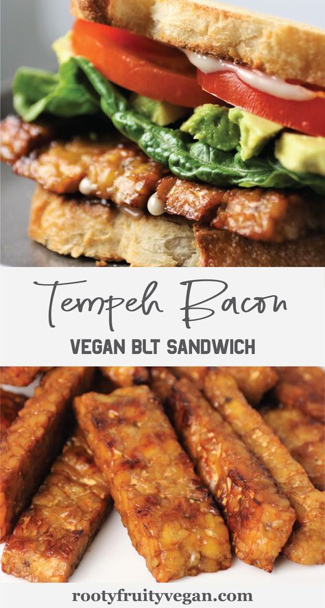 Vegan Blt, Vegan Blt Sandwich, Bacon Blt, Vegan Sandwich Recipes, Tempeh Bacon, Tempeh Recipes, Blt Sandwich, Vegan Bacon, Vegetarian Sandwich