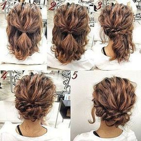 Easy Updo Hairstyles Tutorials, Updo Hairstyles Tutorials, Highlights Curly, Easy Updo Hairstyles, Bronde Balayage, Simple Prom Hair, Medium Curly, Curly Hair Updo, Up Dos For Medium Hair