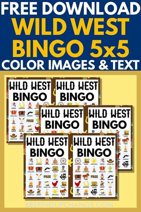 Wild West Bingo Printable Free, Country Games Cowboy Party, Western Bingo Printable Free, Cowboy Bingo Printable Free, Horse Bingo Printable Free, Wild West Games For Kids, Cowboy Party Activities, Wild West Camp Theme, Wild West Party Games