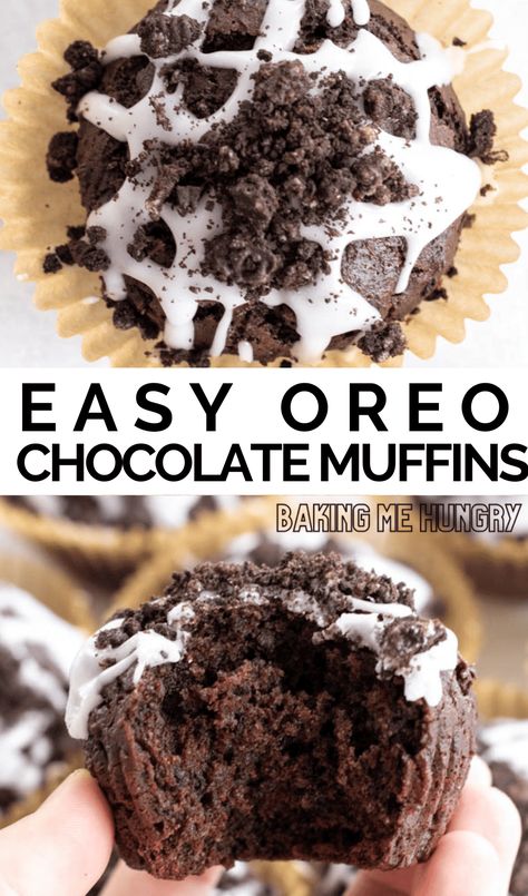 These decadent Oreo Muffins are perfect for Oreo lovers! Loaded with that delicious Oreo flavor, this makes a great snack or indulgent breakfast food for everyone to enjoy. It can even be the ultimate dessert. Oreo Cookie Muffins, Oreo Muffins Recipe, Muffin Oreo, Oreo Muffins, Double Chocolate Muffins, Peanut Butter Oreo, Oreo Chocolate, Oreo Flavors, Dessert Recipies