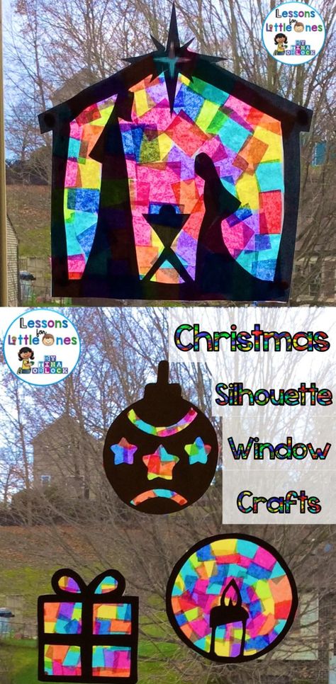 Christmas Silhouette Window Decoration Crafts Window Decorations Christmas, Classroom Windows, Christmas Silhouette, Window Crafts, Student Christmas Gifts, Christmas Crafts For Kids To Make, Window Decorations, Silhouette Christmas, Nativity Crafts