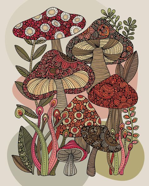 Art Mushrooms, Cute Mushrooms, Cottage Core Vibes, Zentangle Ideas, Mushroom Paint, Mushroom Drawing, Aesthetic Wall Art, Pencil Drawings Easy, Cottage Core Aesthetic