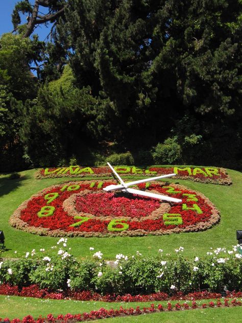 Flower Clock, Vina del Mar Vina Del Mar Chile, Flower Clock, Vina Del Mar, Overseas Travel, Easter Island, Incredible Places, Travel Around The World, Travel Around, Beautiful World