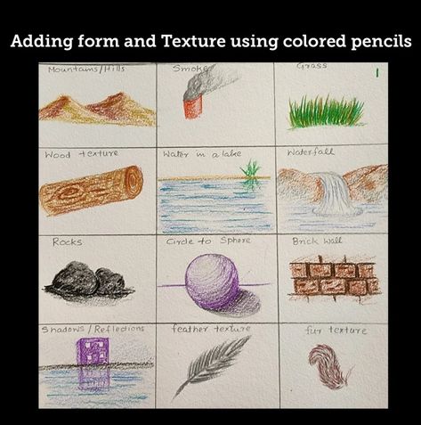 Colored Pencil Techniques for Beginners(12 things to Draw): Lesson 2 – CREATIVE ARTS Colored Pencil Techniques Step By Step, Colored Pencil Exercises, Colored Pencil Techniques For Beginners, Color Pencil Art For Beginners, Color Pencil Techniques, Draw Lesson, Pencil Art For Beginners, Art Homeschool, Colored Pencil Lessons