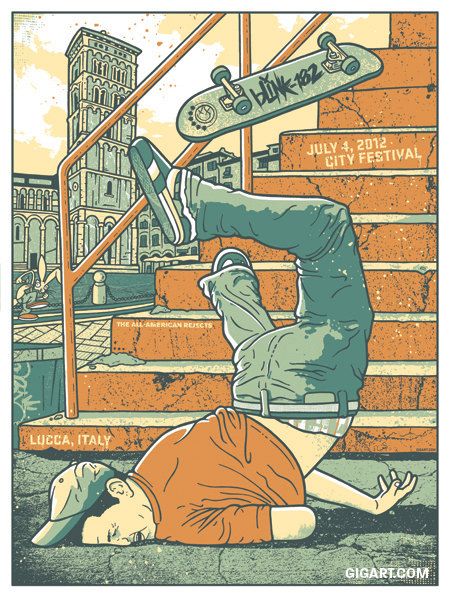 ~ Face plant! Poster Musik, Arte Hip Hop, Lucca Italy, Tom Delonge, Travis Barker, Skate Art, Skateboard Design, Arte Inspo, Skateboarder