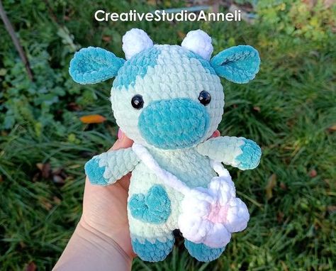 Crochet cow plushie/ Mint cow/ Amigurumi cow plush/ Chubby Cow/ animal plushies/ Crochet Plushies/ Cute/ Farm animal/ kawaii/ Christmas gift DIY crochet toys #diycrochettoys #crochet #crochettoy #crochettoys 3.413 Lavender Cow Crochet, Cow Plushie Crochet Pattern Free, Popular Crochet Patterns Free, How To Crochet A Cow, Free Crochet Cow Pattern, Free Cow Crochet Patterns, Crochet Cow Pattern Free, Cow Amigurumi Free Pattern, Crochet Cow Hat