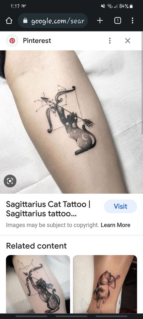 My oldest daughter (bonus daughter) picked this out for my tattoo to represent her ❤️ She's a Sagittarius and she loves cats Bonus Daughter, Oldest Daughter, My Tattoo, She Loves, I Tattoo, Tatting, Love Her, Tattoos