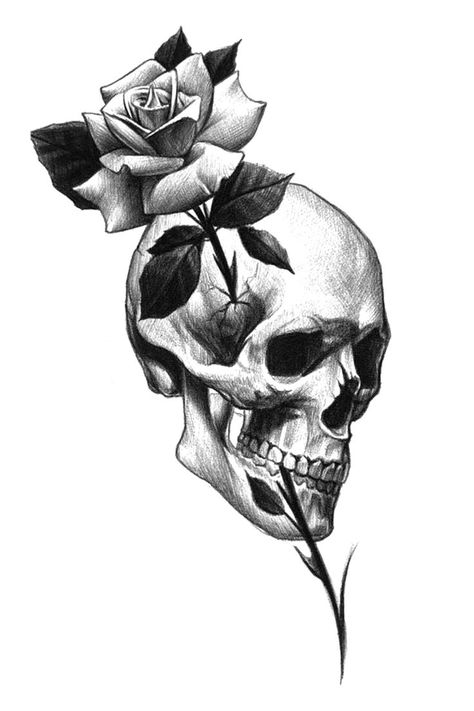 Follow the artist in instagram! 🔥 Skull With Rose Tattoo, Skull Tattoo Flowers, Skull Rose Tattoos, Wrist Tattoo Ideas, Wrist Tattoo Designs, Grim Reaper Tattoo, Flower Sleeve, Skulls Drawing, Rose Tattoo Design