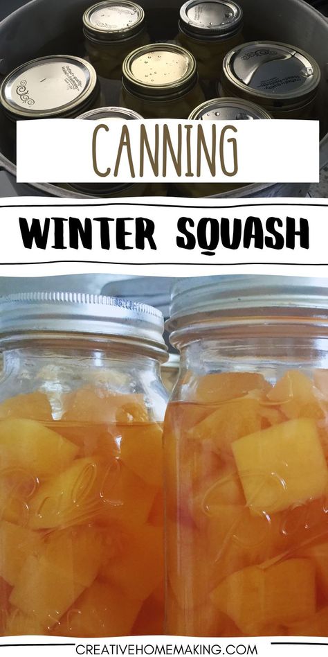 Canning winter squash is one of my favorite recipes for homesteading, and one of my favorite recipes for homesteaders and food preservation. Pressure canning instructions included! Canning Winter Squash Recipes, Canning Winter Squash, Canned Squash Recipes, Amish Canning Recipes, Amish Canning, Canning Soup Recipes, Stews And Casseroles, Canning Instructions, Canned Squash