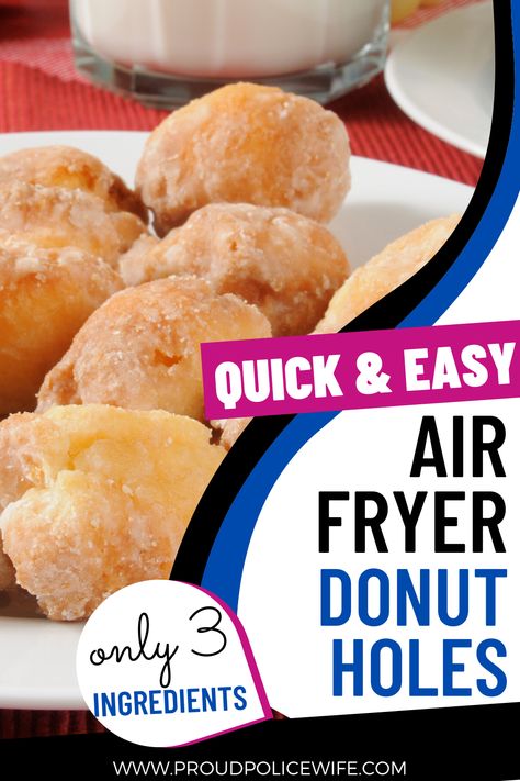 These made-from-biscuit air fryer donut holes take less than 5 minutes to make in the air fryer and are absolutely delicious! Try them now! Air Fryer Donut Holes Recipes, Donut Holes In Air Fryer, 2 Ingredient Air Fryer Donut Holes, Airfryer Donut Holes, Instant Pot Donut Holes, Air Fried Donut Holes, Air Fry Donut Holes, Air Fryer Donut Holes Biscuits, Donut Holes Recipe Air Fryer