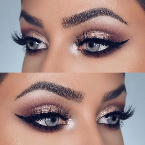 Stunning Eye Shadow Looks For Gorgeous Grey Eyes ★ Wedding Makeup For Grey Eyes, Dramatic Eye Makeup For Blue Eyes, Smokey Eye For Blue Eyes, Nude Eye Makeup, Grey Smokey Eye, Grey Eye Makeup, Make Up Designs, Natural Eye Makeup Tutorial, Mascara Hacks