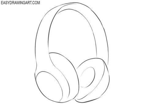 How to Draw Headphones Easy Headphone Drawings, Simple Headphones Drawing, Cute Headphones Drawing, Headphones Line Art, Headphones Art Reference, How To Draw Headphones Around Neck, Headphones Around Neck Drawing, Music Drawings Ideas Creative, Headphones Drawing Easy