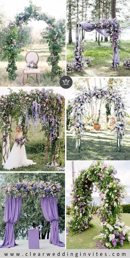 30 Natural Purple and Green Wedding Ideas for Early Fall – Clear Wedding Invites Wedding Ceremony Floral Arch, Purple Wedding Ceremony, Lavender Wedding Theme, Purple And Green Wedding, Violet Wedding, Purple Wedding Theme, Wedding Colors Purple, Sage Wedding, Arch Decoration Wedding