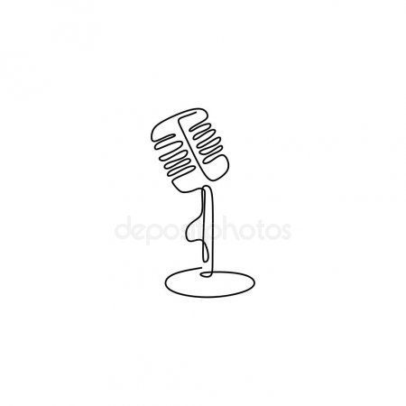 Mic Tattoo, Microphone Drawing, Microphone Vector, Microphone Tattoo, Wired Microphone, 동화 삽화, Minimalist Drawing, One Line Drawing, Continuous Line Drawing