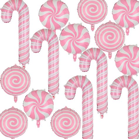 PRICES MAY VARY. 🎅🎄Package/Size: 5 pcs windmill candy balloons 18 In,5 pcs swirl candy balloons,5 pcs candy cane balloons 16"33In. 🎄❄☃Great Christmas Decor: these pink candy balloon,candy cane, classic pink balloons are perfect for the pink christmas theme party. They will perfectly match your other Christmas decorations and bring you festive cheer. 🎅🍭Material: made of high quality aluminum foil ,color uniform, inflated : you can use the straw to blow the balloon, pinch flat the mouth of ba Candyland Birthday Party, Pink Candy Cane, Candy Balloons, Christmas Balloon Decorations, Lollipop Party, Christmas Candies, Christmas Party Themes, Candyland Birthday, Candyland Party