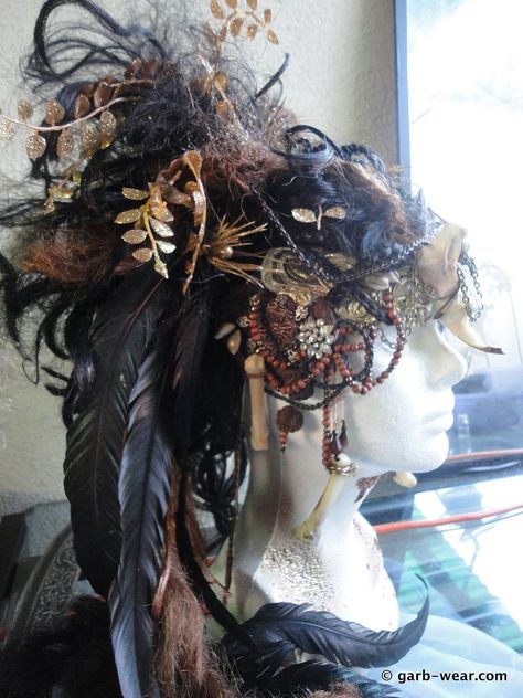 Priestess headdress and wig Voodoo Headdress, Priestess Headdress, Headdress Ideas, Voodoo Costume, Voodoo Witch, Voodoo Priestess, Flower Headdress, Halloween Makeup Scary, Belly Dancing