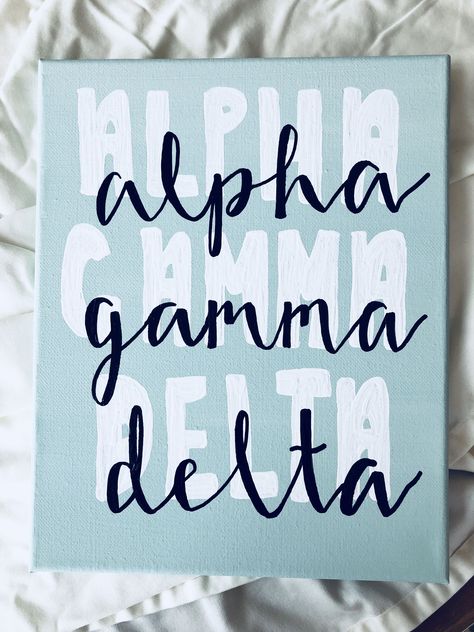 Sorority Canvas Paintings, Corinne Melanie, Big/little Baskets, Little Gifts Sorority, Big Little Canvas, Sorority Art, Big Little Basket, Sigma Delta Tau, Alpha Gam