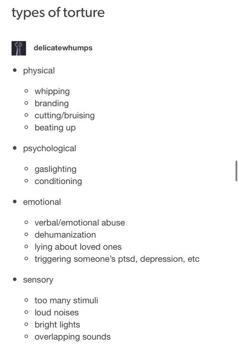 Injury Writing Tips, Writing Murderers, Writing Stab Wounds, Writing Blind Characters, Torture Methods Writing, Fatal Flaws For Characters, Torture Methods For Writing, Writing Torture Scenes, Writing Gore