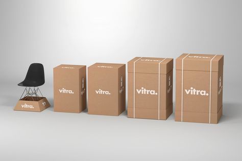 Vitra Introduces New Minimalistic Packaging Vitra Furniture, Furniture Box, Blog Design Inspiration, Furniture Packages, Office Furniture Design, Box Packaging Design, Cardboard Packaging, Packing Design, Swedish Design