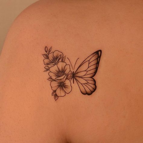 Holes In Butterfly Wings Tattoo, Butterfly Survivor Tattoo, Butterfly Tattoo With Words In Wings, Footprint Butterfly Tattoo, Growing Butterfly Tattoo, Butterfly Flower Wing Tattoo, Butterfly Tattoo For Passed Loved Ones, Marigold Butterfly Tattoo, Miscarried Tattoo Ideas Butterfly