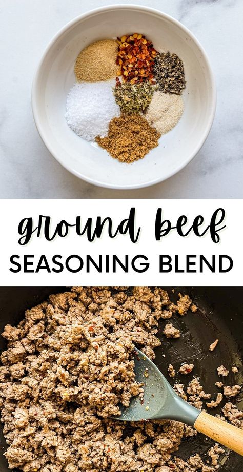 Ground beef seasoning blend and cooked ground beef photos. Ground Turkey Seasoning, Homemade Ground Beef, Beef Seasoning, Beef Taco Seasoning, Turkey Seasoning, Ground Beef Seasoning, Burger Seasoning, Spiced Beef, Ground Sirloin