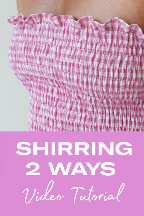 This is the easiest shirring sewing tutorial that shows you two simple methods that are very beginner friendly. Shirred Dress Pattern Sewing Tutorials, Shirring Tutorial, Shirred Dress Tutorial, Shirred Dress Pattern, Hands Tutorial, Easy Dress Sewing Patterns, Easy Dress, Shirred Dress, Dress Tutorials