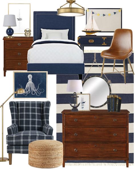 Some Boys Room Mood Boards (Sports, Airplane and Nautical Themed) - Dear Lillie Studio Boy Room Bedding, Nautical Boy Room, Baseball Theme Room, Nautical Room, Son Bedroom, Nautical Bedroom, Boys Bedroom Makeover, Dear Lillie, Boy Bedroom Design