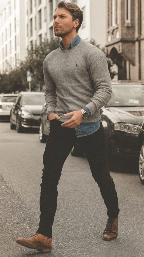 Best Clothing Brands, Mens Business Casual Outfits, Pullover Outfit, Sweater Outfit, Mens Boots Fashion, Winter Outfits Men, Mens Fashion Classy, Business Casual Men, Indie Outfits