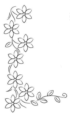 Carcase Iphone, French Embroidery, Flower Pattern Drawing, Hand Embroidery Patterns Free, Pola Bordir, Flower Drawing Design, Flower Art Drawing, Floral Border Design, Handmade Embroidery Designs