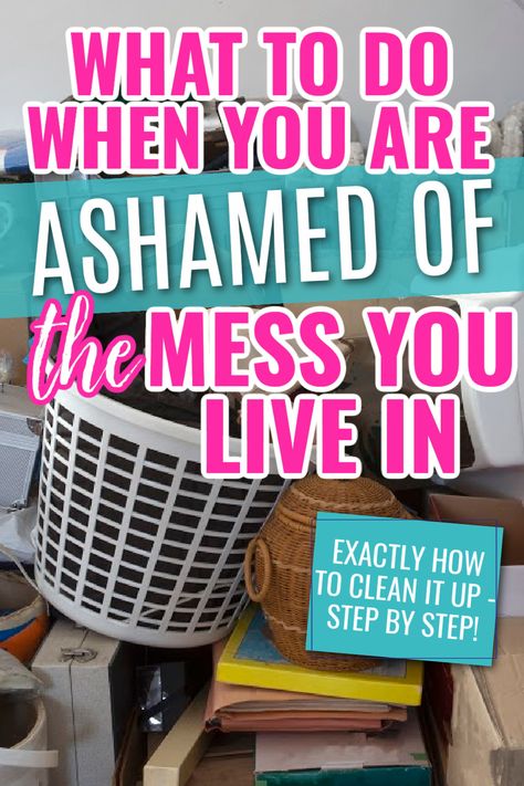 Messy house help! If you are ashamed of your messy house, it's time to make changes and GET IT CLEAN! This is the simple approach I take to cleaning an overwhelming and disgusting mess in my home. Home Cleaning Remedies, Easy House Cleaning, Cleaning Your House, Declutter Home, Messy House, Diy Cleaning Solution, Homemade Cleaning Solutions, Diy Cleaning Hacks, Start Cleaning